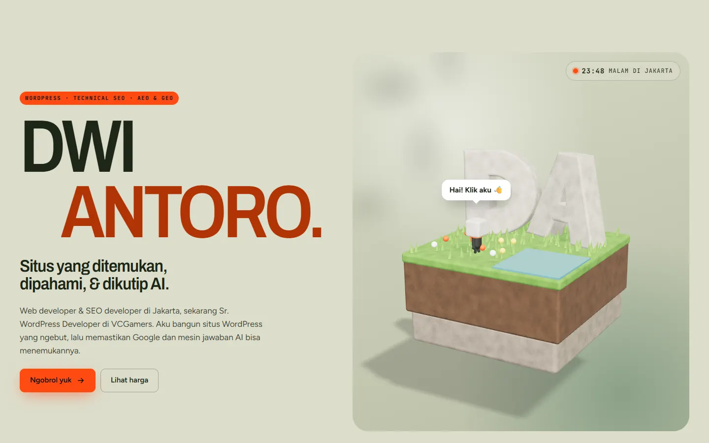 Portfolio 3D yang lolos Core Web Vitals