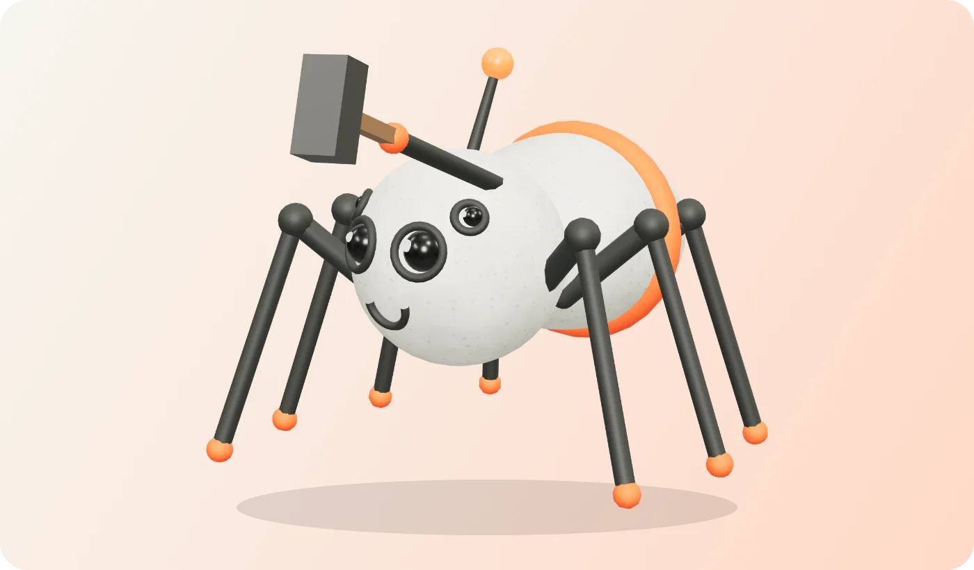 Crawly memegang palu, siap memperbaiki